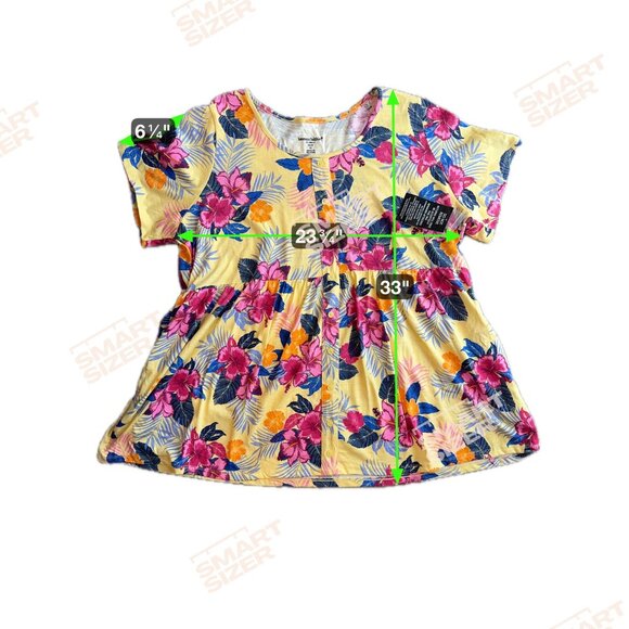 Woman Within Button Front‎ T Shirt Womens Size 2x Henley Empire Waist Floral New - Picture 2 of 8